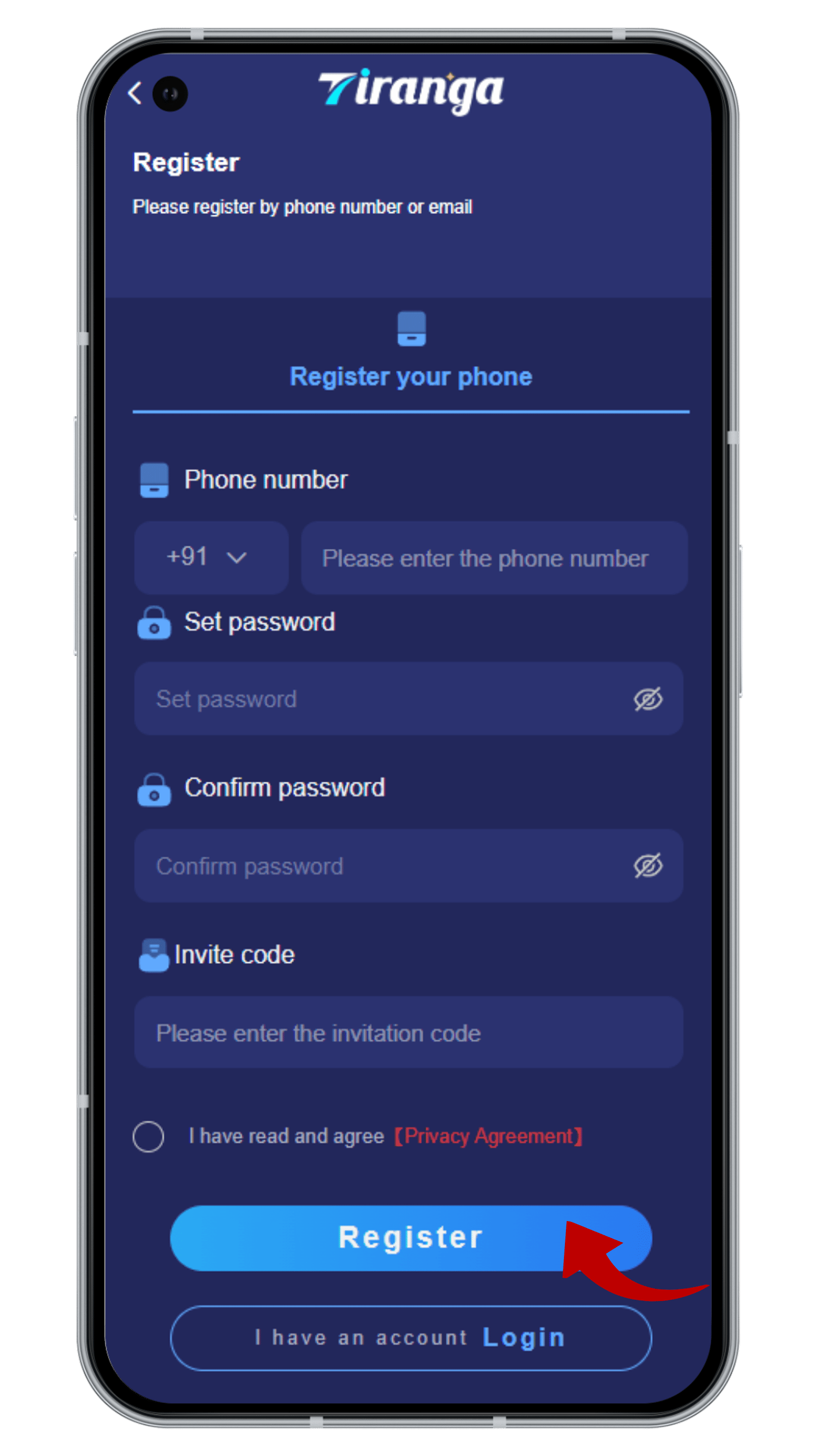 Submit and Confirm Account Creation